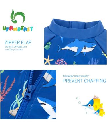 UPF 50+ Baby Boy Swimwear Set with Sun Hat | Blue Shark Design | 9-12 Months - Buy Online on SooperMarket.com