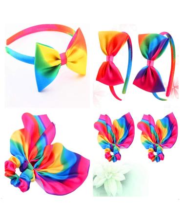 Rainbow Loop Hair Straps - 4 Pack Colorful Satin Hair Bands for Women & Girls | Large Rainbow Hair Ropes - Buy Online on SooperMarket.com