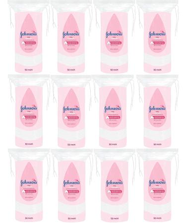 Johnson's Baby Cotton Pads - Pack of 12 x 50 50 Count (Pack of 12)