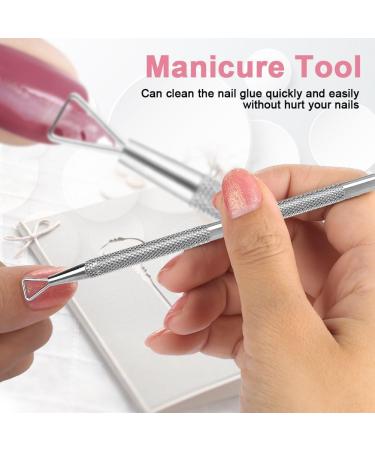LANTRO JS Cuticle Pusher and Cutter Set 5.4" Stainless Steel Double Head Gel Nail Polish Peeler Scraper Nail Polish Gel Scraper Peeler Fingernails Toenails - Buy Online on SooperMarket.com