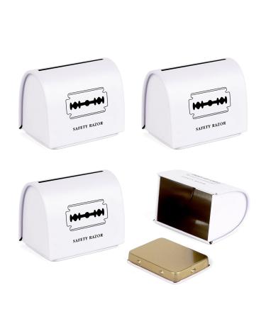 Linkidea 4er-Pack Security Razor-Blade Bank safe metal consolation case for razors for storing used wasted sound (white)