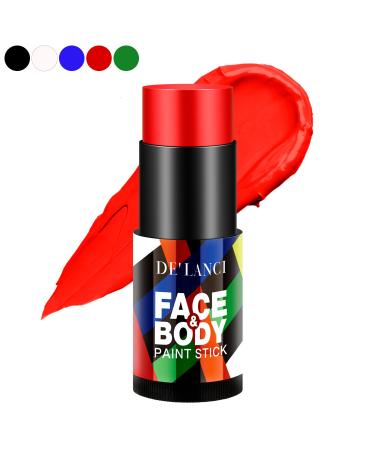 DE'LANCI Red Face Paint Stick, Cream Blendable Body Paint Stick, Sports Red Face Paint Football Foundation Makeup, Professional Halloween Makeup Clown Joker Cosplay Special Effects SFX Costume