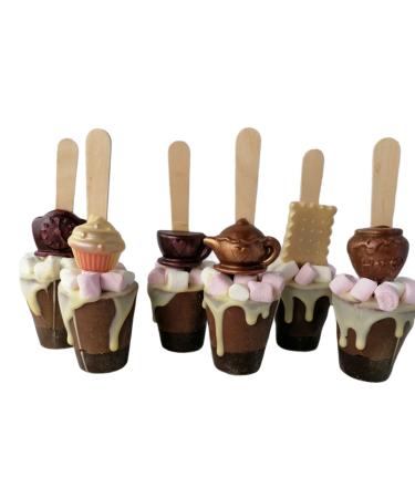 Set of 6 Belgian Hot Chocolate Stirrers Spoons Sticks "Tea Time" with Individually wrapped Handmade