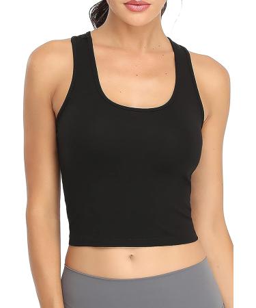 Women's Sports Crop Tank Tops 3-Pack - Racerback Workout Tanks for Running Yoga Gym - Black White Grey - Medium Size - Buy Online on SooperMarket.com