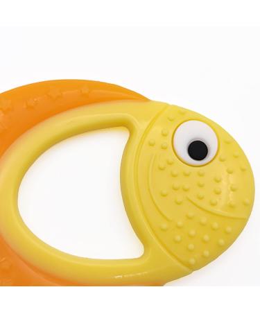 Golden Fish Baby Teething Toy - Food Grade Silicone Teether Ring for Babies 0-12 Months | Soft-Textured Infant Toy for Teething Relief & Brain Development - Buy Online on SooperMarket.com