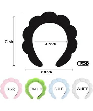 Spa Headband Set for Women - Soft Terry Cloth Headband for Face Washing and Makeup - Bubble Skincare Headband with Wristbands - Black+White - Perfect Gift Idea - Buy Online on SooperMarket.com