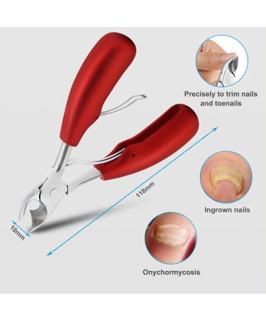 Seniors Thick Toenail Clippers for Ingrown Nails - Surgical Grade Stainless Steel Trimmer Nipper - Red - Buy Online on SooperMarket.com