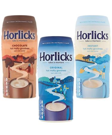 Hot Chocolate Bundle With Horlicks Chocolate Malt 400g Instant Malted Drink 400g and Original Malted Drink 400g (3 Pack)