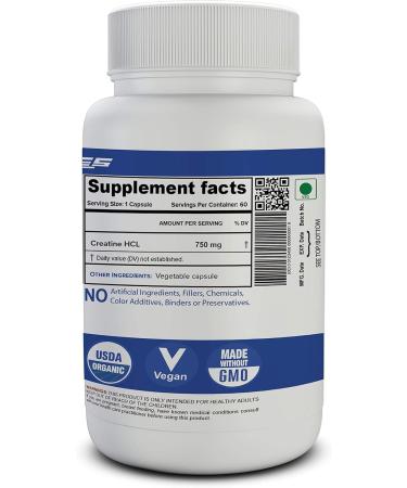Creatine HCL 750MG - 60 Capsules - Buy Online on SooperMarket.com