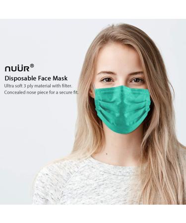 NU R 10pcs 3 Ply Disposable Face Mask Mask with Filter Layer and Elastic Earloop Retail Sealed bags Green - Buy Online on SooperMarket.com