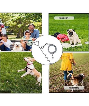 10ft Dog Tie Out Cable with 15" Spiral Ground Stake Spike for Small to Medium Dogs Up to 60 lbs for Playing Camping Outdoor Yard and Backyard in Ground (White) - Buy Online on SooperMarket.com