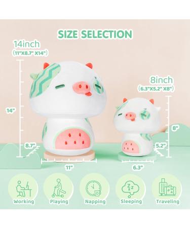 Mewaii 14 Soft Watermelon Cow Mushroom Pillow Stuffed Animal Plush - Cuddly White Cow Toy for Kids | 14 Inch - Buy Online on SooperMarket.com