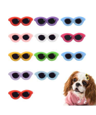 Pet Hair Clips 12 Pcs Cute Dogs Cats Barrettes Oval Sunglasses Shapes Hair Pins Dog Hair Clips Cat Hairpin for Kitten Puppy Grooming Accessories (Oval)(Random Color)