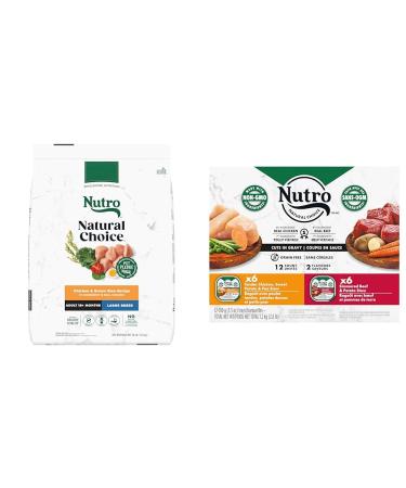 NUTRO Natural Choice Adult Large Breed Dry Dog Food & NUTRO Natural Choice Adult Wet Dog Food Cuts in Gravy Grain Free Small Adult + Dog Food 12x100g Chicken 13.61 kg (Pack of 1)