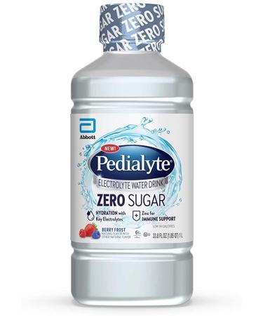 Pedialyte Electrolyte Water with Zero Sugar Hydration with 3 Key Electrolytes & Zinc for Immune Support Berry Frost 1 Liter 4 Count