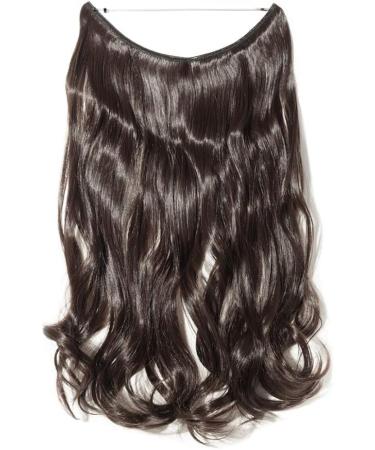 Wire in Hair Extensions No Clip in Curly Wavy Hairpieces Invisible Natural Hair Extension 20" - Dark Brown - Buy Online on SooperMarket.com