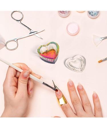 AORAEM 2PCS Nail Tips Art Dappen Dish with Lid - Glass Crystal Cup for Acrylic Liquid Powder - Professional and Home Use - Heart Shape - Buy Online on SooperMarket.com