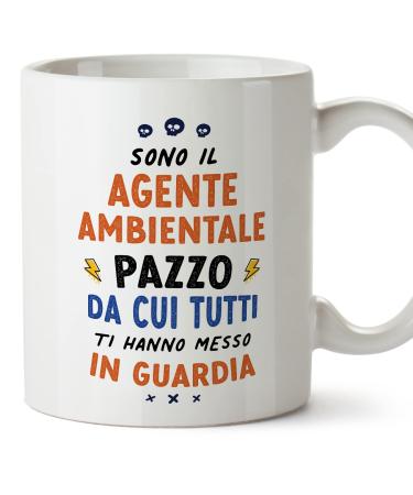 MUGFFINS Environmental Agent Man Mug - in Italian - Tutti ti Hanno messo in Guardia - Funny Gift for Colleagues - Ceramic 11oz Mug Agente Ambientale_masc