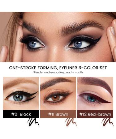3Pcs Waterproof Wing Eyeliner Stamp Set - Black, Brown, Red Brown Liquid Eye Pencil Makeup Sets | Colored Eye Liners Stamps Shapes | Long-Lasting Delineador de Ojos contra el Agua - Buy Online on SooperMarket.com