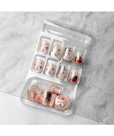 24 Pcs Halloween Press On Nails - Short Square Design with Pumpkins & Ghosts - Full Cover Acrylic Nails with Glue for Women - Buy Online on SooperMarket.com