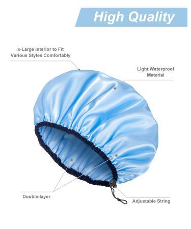 Auban Adjustable Extra Large Shower Cap for Women - Reusable Waterproof Hair Cap in 3 Colors - Buy Online on SooperMarket.com