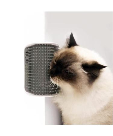 Cat Self Groomer Soft Cat Wall Corner Massage Comb Grooming Tool Pet Wall Corner Groomers Pet Grooming Massage Scratcher Comb Cats Grooming Brush Scratcher and Brush for Long Short Fur Cats(Grey)