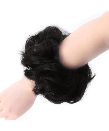 Vlasy Messy Bun Hair Piece 1B# 60g | Curly Wavy Scrunchies Extension for Women | Synthetic Chignons Updo Hairpiece Accessories for Girls - Buy Online on SooperMarket.com