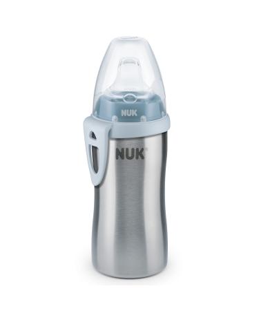 NUK Active Cup Toddler's Drinking Bottle 12+ Months Stainless Steel Leak-Proof Anti-Colic BPA-Free 215 ml Blue Blue (Stainless Steel)