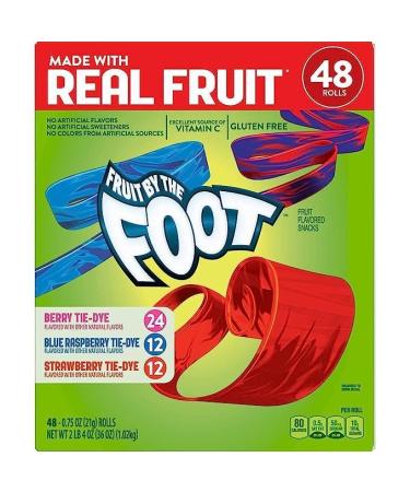Fruit By The Foot Variety Pack - 48 Foot long American Chewing Candy + Heartforcards Shipping Protection (48 Rolls)