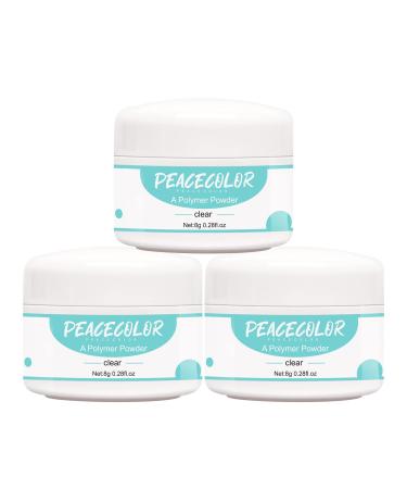 PEACECOLOR 8G 3PC Clear Acrylic Powder Set Professional Acrylic Nail Powder Polymer for Acrylic Nail Extension Carving Nails No Nail Lamp Needed Acrylic Nail Kit for Home and Salon Use color 169