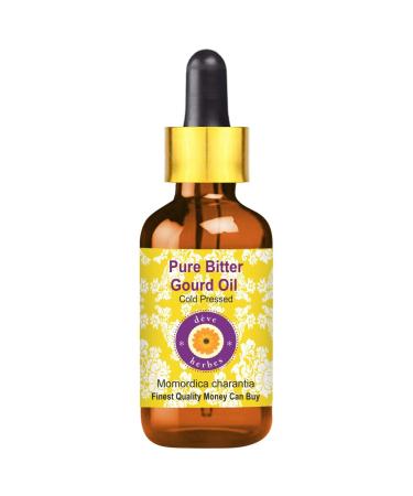 Deve Herbes Pure Bitter Gourd Oil (Momordica charantia) with Glass Dropper Cold Pressed 5ml (0.16 oz)