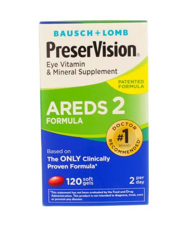 BAUSCH + LOMB PreserVision AREDS 2 Formula Eye Vitamin and Mineral Supplement, 120 softgels 120 Count (Pack of 1)