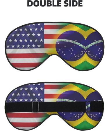 SSIMOO American & Brazilian Flags Soft Sleep Eye Mask - Breathable Eye Patch for Travel & Relaxation | Perfect for Females - Buy Online on SooperMarket.com