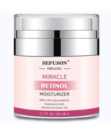 Retinol Moisturizer Cream For Face&Eye Area Anti Aging Wrinkles & Acne & Fine Lines with Vitamin E&Hyaluronic Acid & Jojoba Oil.Best Night&Day Facial Cream.With 2.5% Active Retinol (50Milliliter)