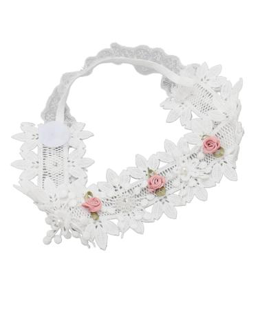 Christening Headband Soft and Stretchy Lace Hair Accessories for Baby Girls Infants Toddlers for New Parents White Color Suitable for Baptisms Showers and Daily (B Type 3