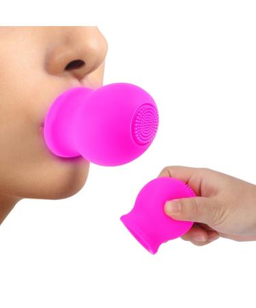 Lip Plumper Device 2 in 1 silicone lip enlargement plumper with brush lip enlargement device for facial cleaning massage beauty tools (pink)