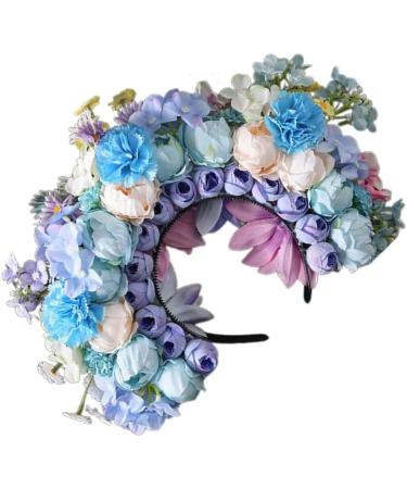 JSGHGDF Bridal Garlands Florals Crown Wedding Flower Headband Beach Wreath Hairband Girls Hair Accessory Women Head Hoop Props Blue - Buy Online on SooperMarket.com