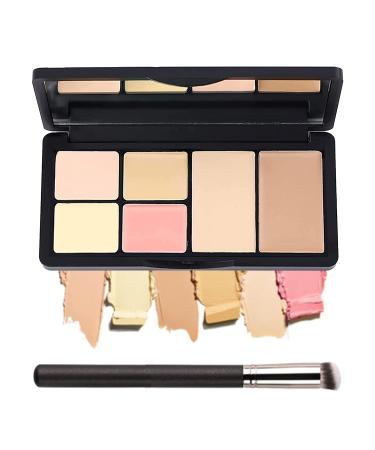 6 Colors Correcting Concealer Palette, Makeup Cream Contour Palette with Brush, Contouring Foundation Highlighting Concealer Palette for Conceals Dark Circles, Redness, Acne, Blemish