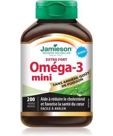 Jamieson No Fishy Aftertaste Extra Strength Omega-3 Mini 200 Count & Chewable Vitamin C 500 mg - White Juicy Peach Flavour 120 Count (Pack of 1) Omega-3 Mini + Vitamin C 500 mg - Buy Online on SooperMarket.com