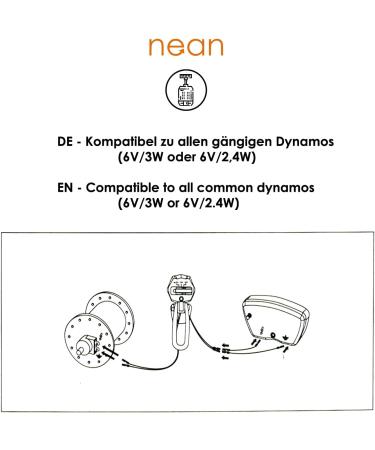 NEAN LED Dynamo Bicycle Light 30 Lux | Automatic & Parking Light | StVZO Approved Front Lamp - Black - Buy Online on SooperMarket.com
