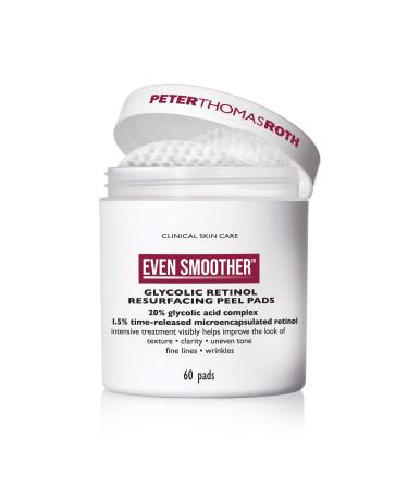 Peter Thomas Roth | Even Smoother Glycolic Retinol Resurfacing Peel Pads | Glycolic Acid Facial Peel with Retinol for Uneven Texture and Tone  60 ct.