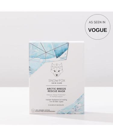 Snow Fox Skincare Arctic Breeze Rescue Mask - Hydrating Peppermint Oil & Aloe Vera for Skin Redness Relief | Post-Sun Recovery | Organic Cotton 5 Pack - Buy Online on SooperMarket.com