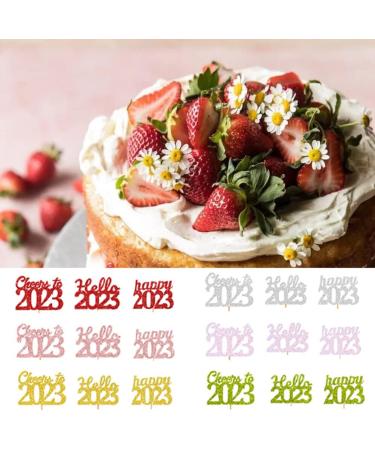 12Pcs 2023 Happy New Year Cupcake Toppers Colors Cupcake topper Cheers to 2023 Cake Picks for New Year Eve Party Supplies 1 One Color - Buy Online on SooperMarket.com