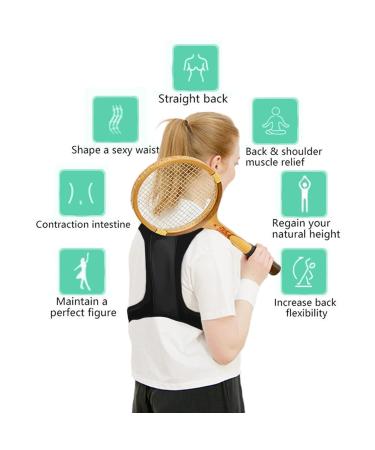 Fourket Humpback Correction Belt Posture Corrector Adjustable Back PU Material Suitable for Men and Women Size M Black - Buy Online on SooperMarket.com