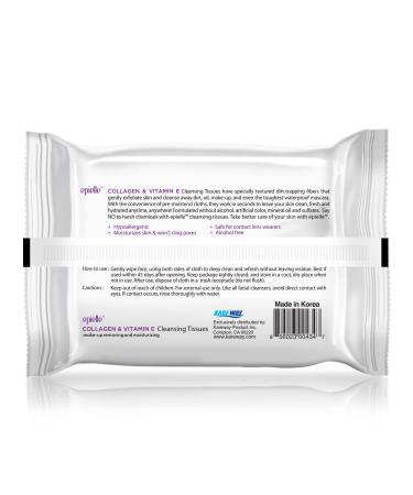 Epielle Collagen Makeup Remover Wipes - 30 Count x 6 Pack | Gentle Daily Facial Cleansing Towelettes for All Skin Types | Removes Dirt, Oil, Makeup - Buy Online on SooperMarket.com