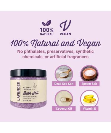 Relaxing Lavender Bath Salt with Epsom & Dead Sea Minerals - Soothing Foot Soak for Women | Muscle Relief & Luxury Bath Products - 1 lb - Buy Online on SooperMarket.com