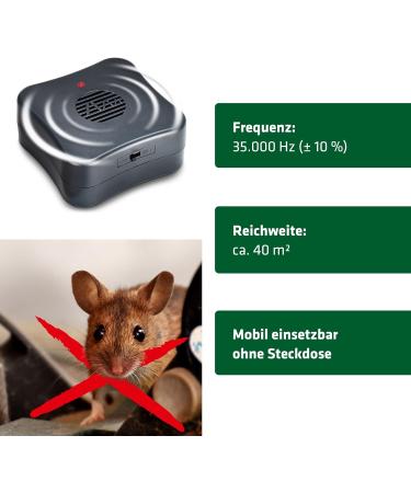 Gardigo Mobile Ultrasound Mouse Repeller - 3 Set | Battery-Operated Rodent Defense for Up to 40m Area - Buy Online on SooperMarket.com