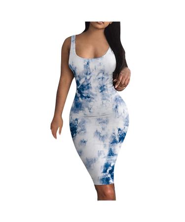 Ronony summer dress ladies sexy dresses Elegant Party evening dress in single -color slim dress summer loop bodycon club dresses in a colorful party dresses S 001#dark blue