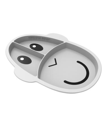 Matchstick Monkey Anti-Slip Monkey 3-Section Plate Antimicrobial 100 Percent Silicone 100 Percent BPA Free 12 Months Old+ Grey 3-Section Monkey Plate Grey 3-Section Plate