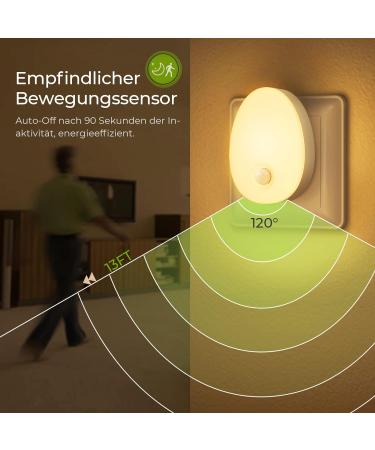 Buy Auvon LED Night Light Socket with Motion Detector - 2 Pack Infinitely Adjustable Brightness for Kids' Rooms Hallways Stairs Kitchen and Bedroom - Warm White - Buy Online on SooperMarket.com